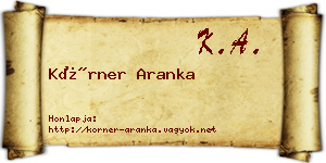 Körner Aranka névjegykártya